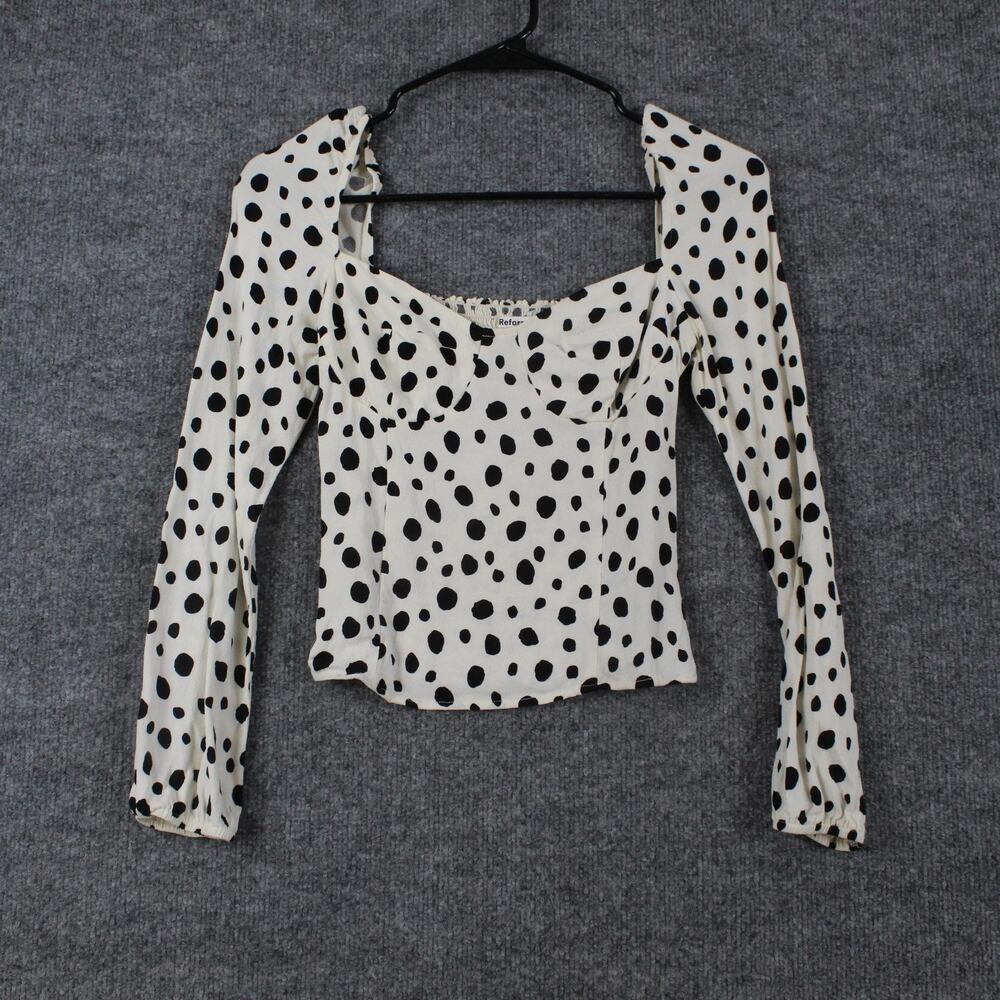 Reformation Top 2 Reign Top Ink Blot Print Sweetheart Neckline Polka Dot Bustier - Picture 6 of 15